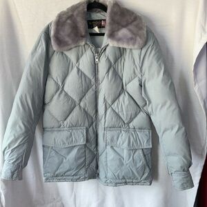 Tempco Goose Down Insulated Gray Nylon Quilted Puffer Zip Coat USA made Sz 46